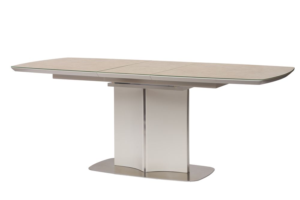 Albury стол раскладной стекло + МДФ 160-200 см бежевый Concepto